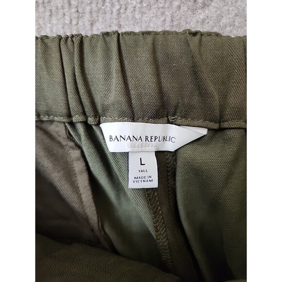 Banana Republic All Day Pant Womens L Tall Olive Green Elastic Waist Tencel - Picture 8 of 10